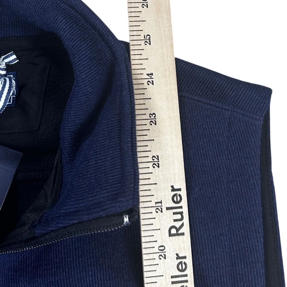 Vineyard Vines Mens Mountain Sweater Fleece Vest Nautical Navy‎ Full Zip Blue XS